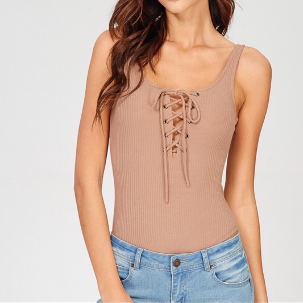 CLEARANCE-FIRM‼️ Tie me up Bodysuit-Mocha
